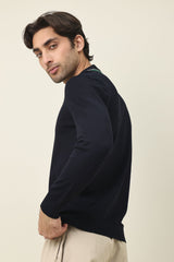 MODERN POLO KNIT PULLOVER-NAVY