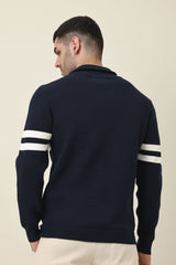 LEGACY RIBBED CREW SWEATER-NAVY