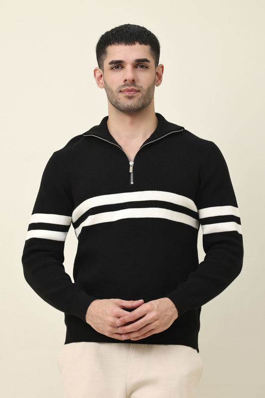 LEGACY RIBBED CREW SWEATER-BLACK