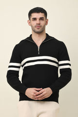LEGACY RIBBED CREW SWEATER-BLACK
