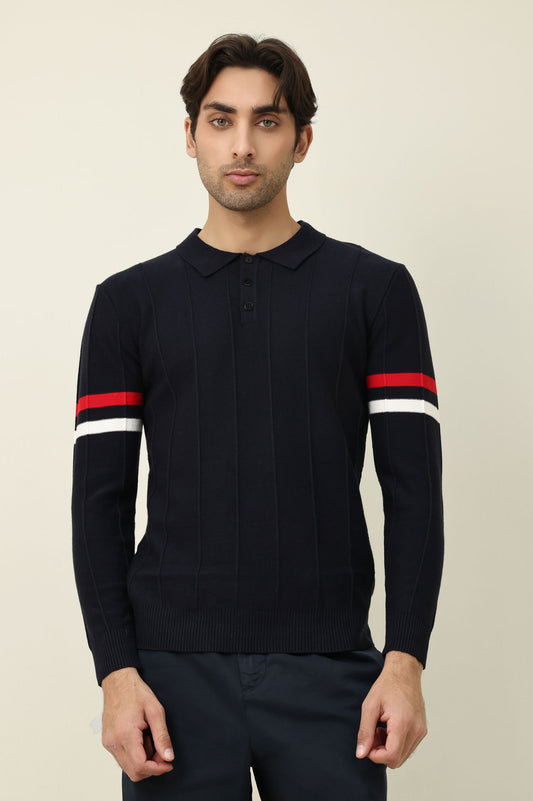TIMBERLINE STRIPED SWEATER-NAVY