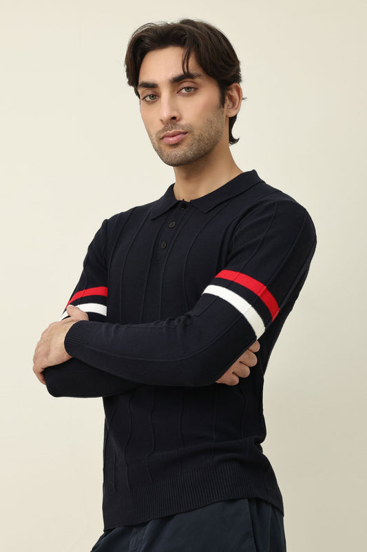 TIMBERLINE STRIPED SWEATER-NAVY