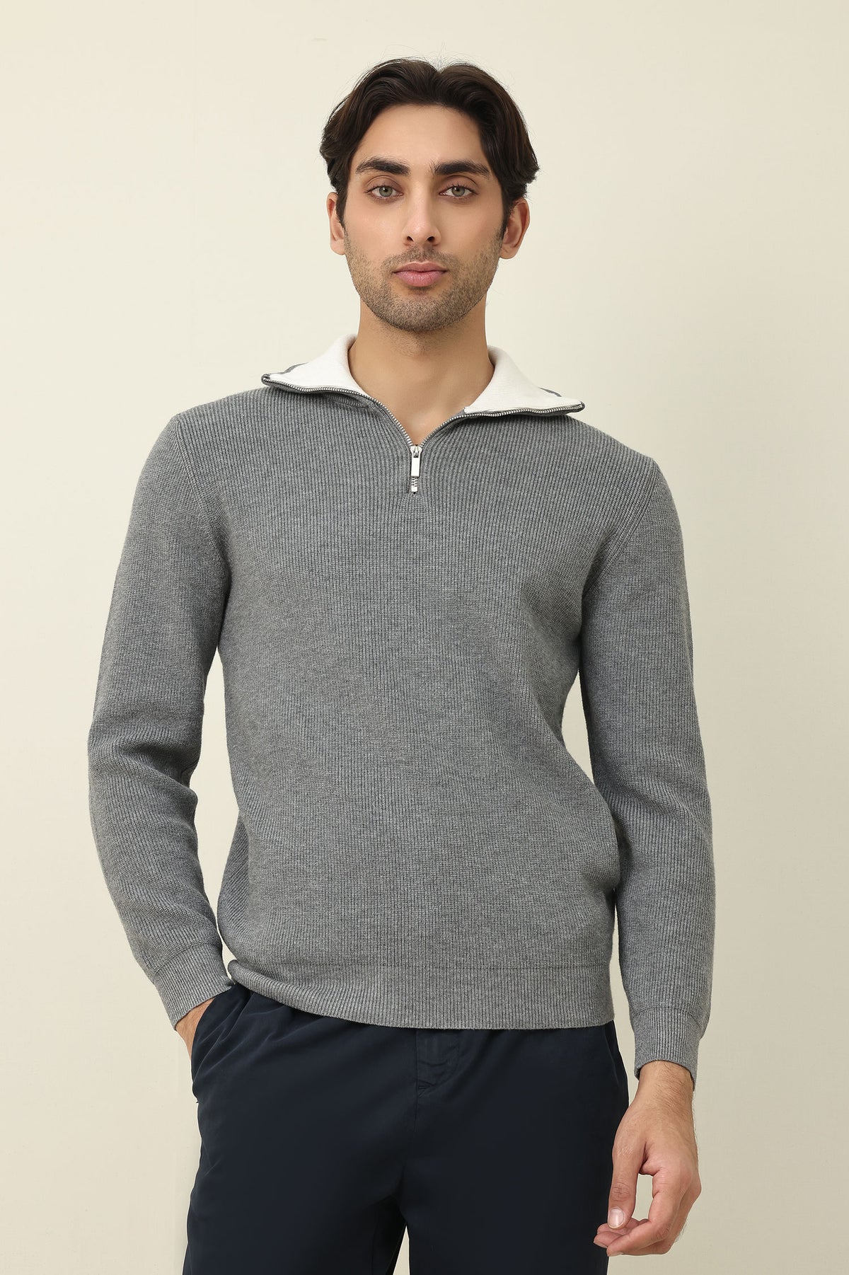 RIVIERA SLIM-FIT SWEATER-GREY