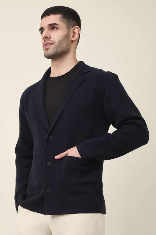 EDGEWAY CLASSIC OPEN CUT SWEATER-NAVY