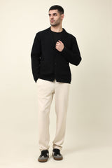 EDGEWAY CLASSIC OPEN CUT SWEATER-BLACK