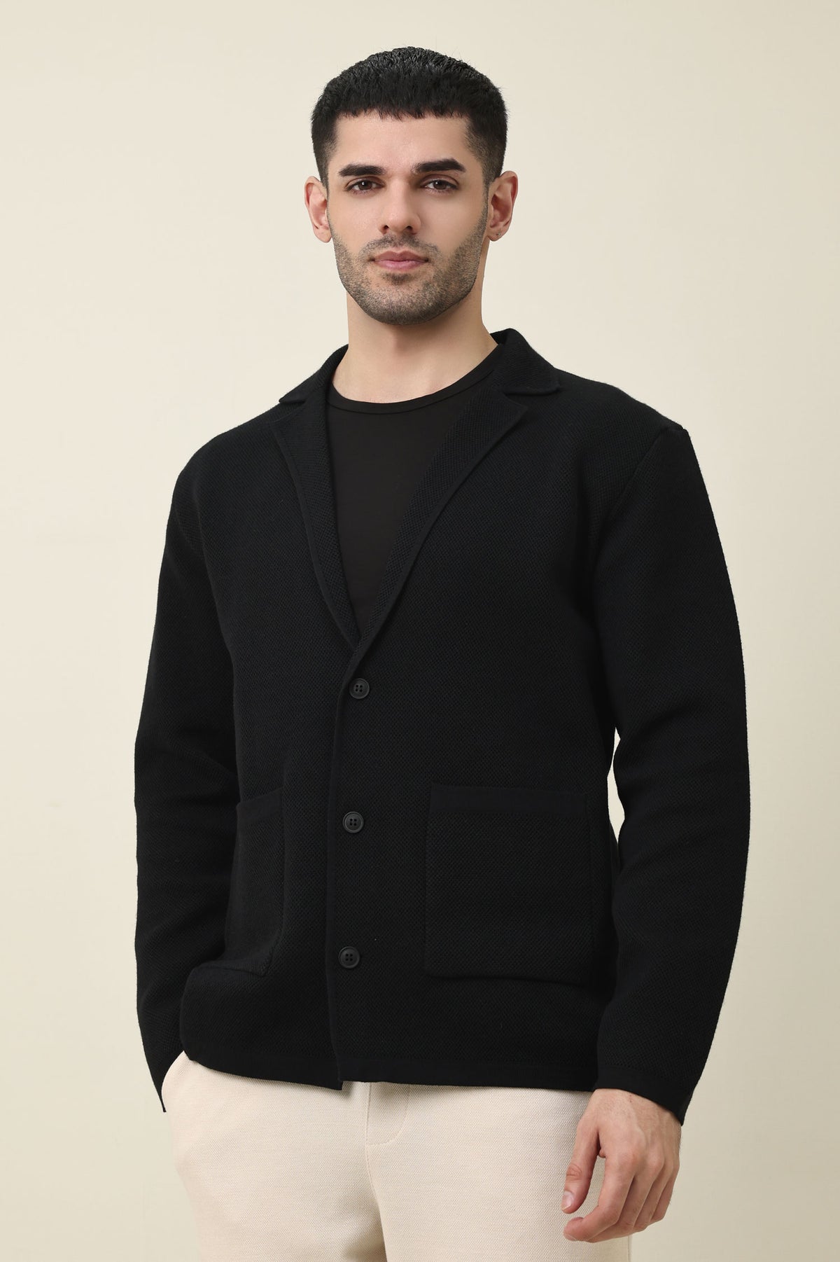 EDGEWAY CLASSIC OPEN CUT SWEATER-BLACK