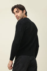 CHECKMATE PULLOVER SWEATER-BLACK