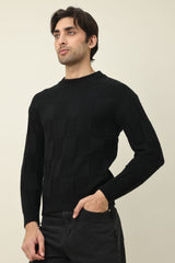 CHECKMATE PULLOVER SWEATER-BLACK