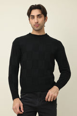 CHECKMATE PULLOVER SWEATER-BLACK