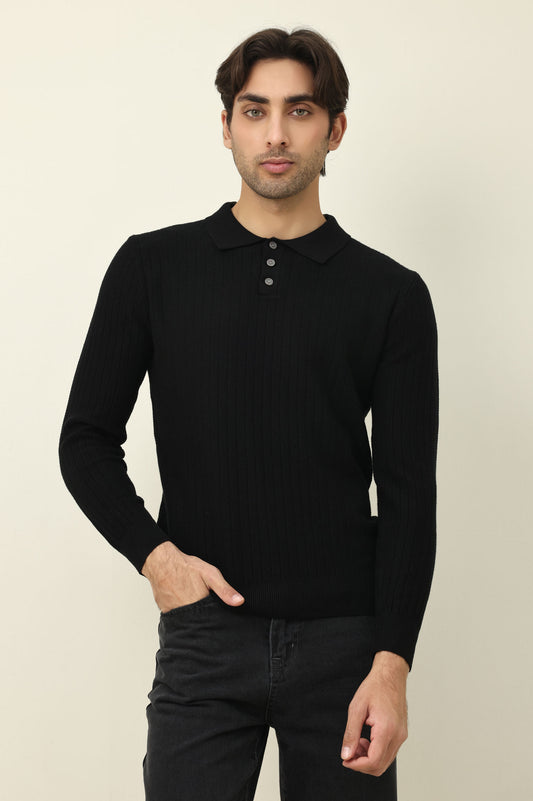 SUSTAINABLE WOOL SWEATER-BLACK