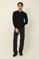 SUSTAINABLE WOOL SWEATER-BLACK