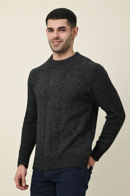 FIT KNIT SWEATER-CHARCOAL