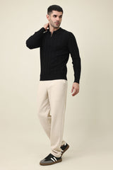 COLLAR KNITPOLO SWEATER-BLACK