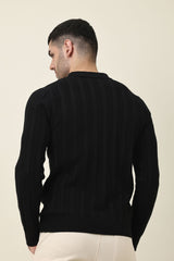 COLLAR KNITPOLO SWEATER-BLACK