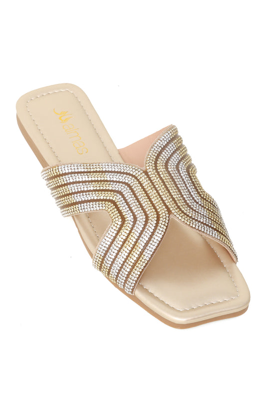 METALIC STRAP FLATS-GOLD