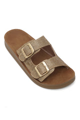 GLAM BUCKLE SLIDES-GOLD