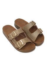 GLAM BUCKLE SLIDES-GOLD