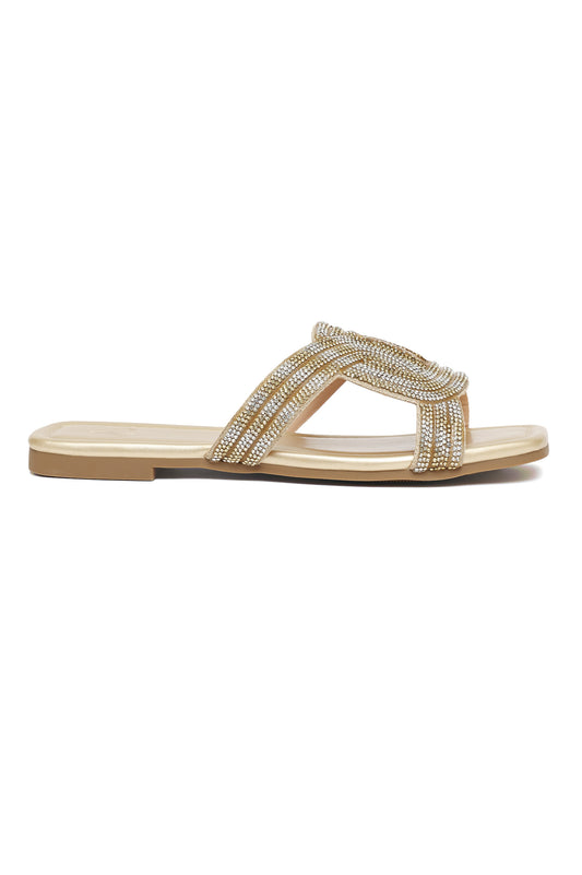 LUXE CRYSTAL SLIDE-GOLD