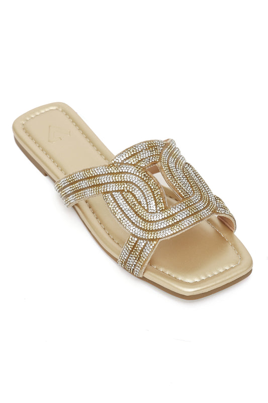 LUXE CRYSTAL SLIDE-GOLD