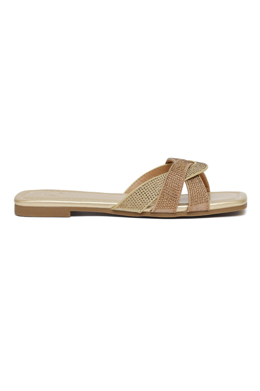 ELEGANCE TWIST EMBELLISHED SLIDE-GOLD