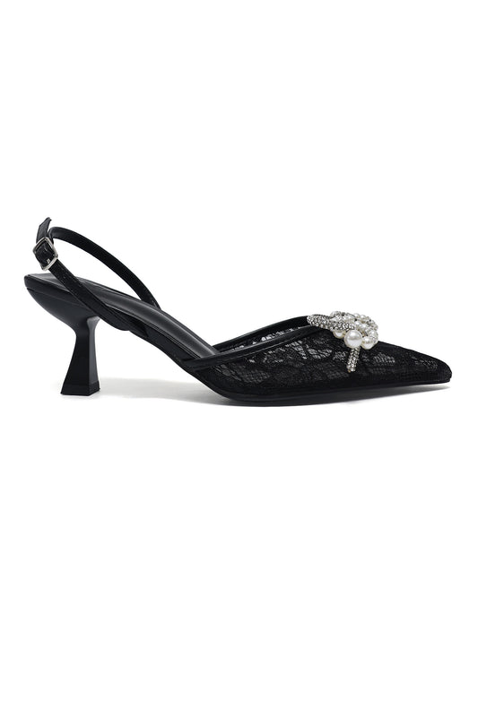 PEARL WHISPER HEEL-BLACK