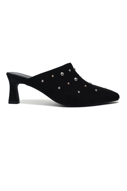 CONSTELLA STUD MULE HEEL-BLACK