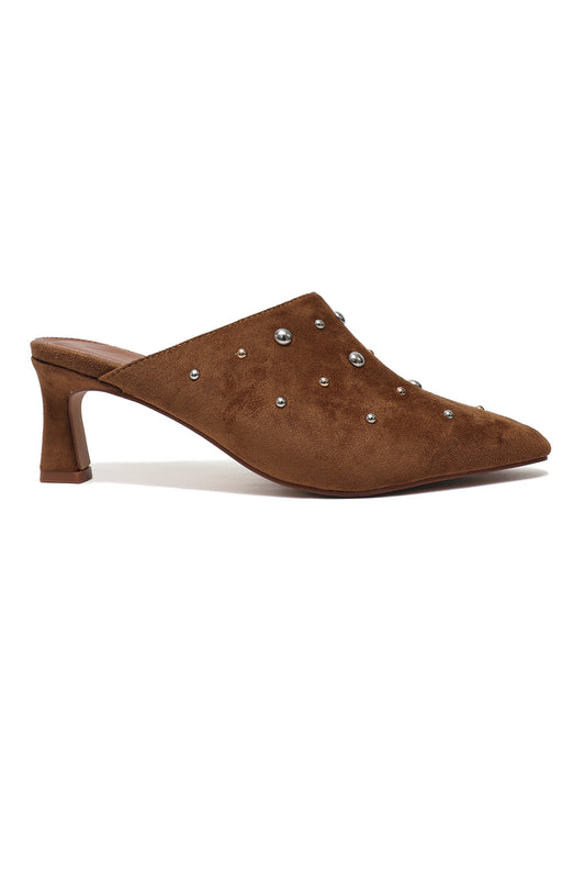 CONSTELLA STUD MULE HEEL-CAMEL
