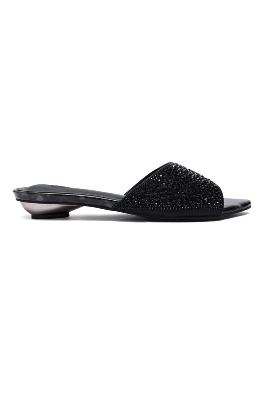 DENSE SHIMMER LOW HEEL-BLACK