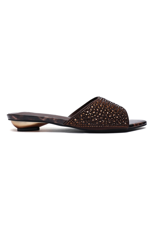 DENSE SHIMMER LOW HEEL-BROWN