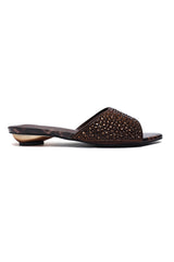 DENSE SHIMMER LOW HEEL-BROWN