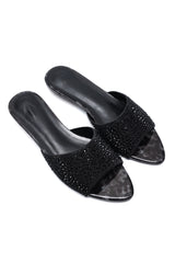 DENSE SHIMMER LOW HEEL-BLACK