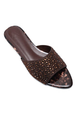DENSE SHIMMER LOW HEEL-BROWN