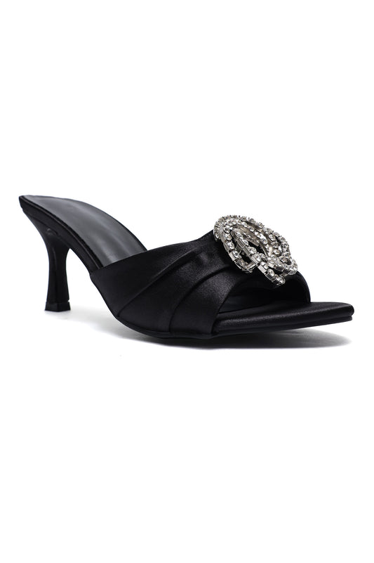 RHINESTONE ACCENT HEELS-BLACK