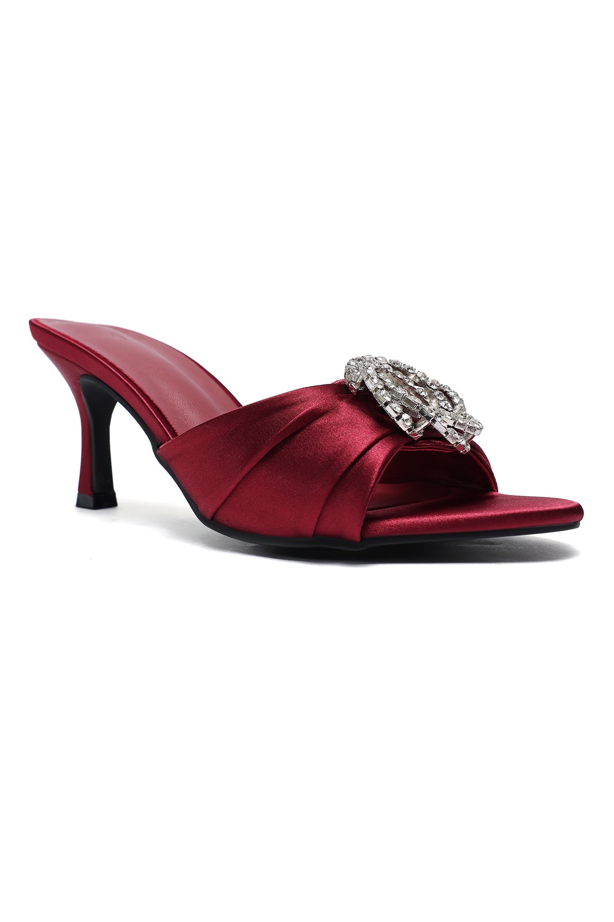 RHINESTONE ACCENT HEELS-MAROON
