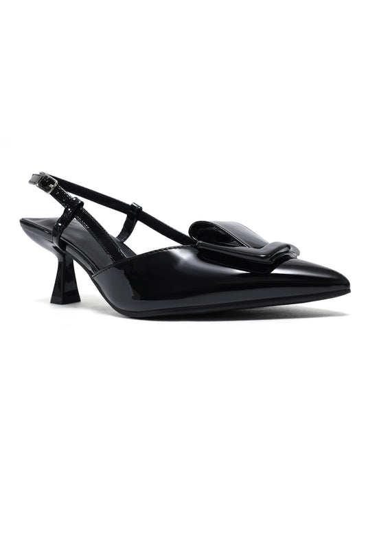 KITTEN HEEL SLINGBACKS-BLACK