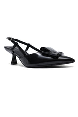 KITTEN HEEL SLINGBACKS-BLACK