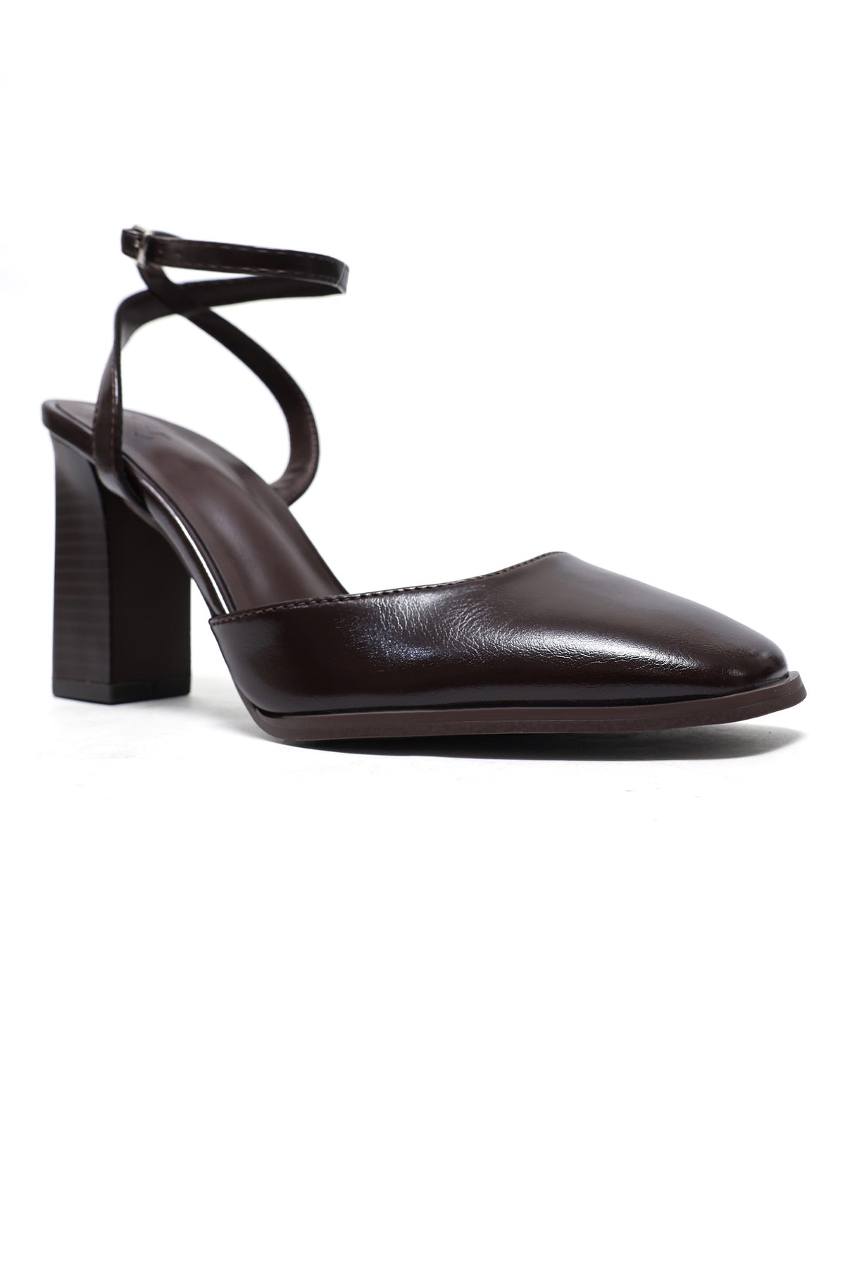 WRAPAROUND ANKLE STRAP HEELS-COFFEE