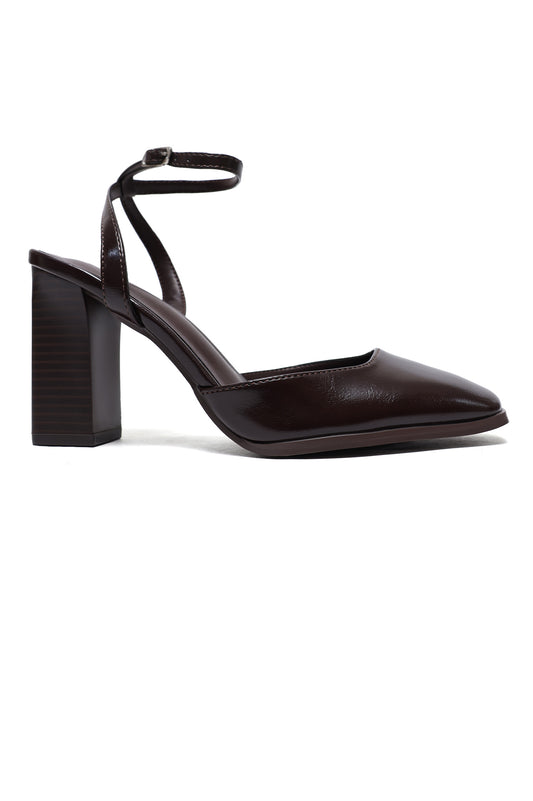 WRAPAROUND ANKLE STRAP HEELS-COFFEE