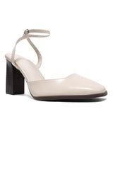 WRAPAROUND ANKLE STRAP HEELS-BEIGE