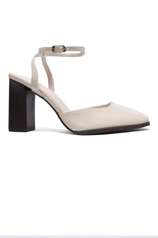 WRAPAROUND ANKLE STRAP HEELS-BEIGE