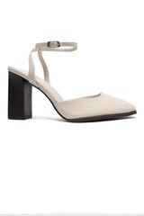 WRAPAROUND ANKLE STRAP HEELS-BEIGE
