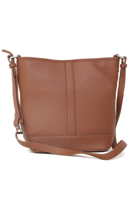 FAUX LEATHER BAG-BROWN