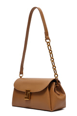 CHAIN ACCENT SHOULDER BAG-CAMEL