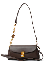 CHAIN ACCENT SHOULDER BAG-COFFEE