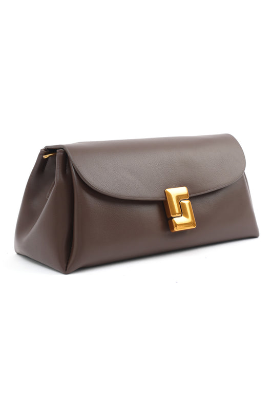 CHAIN ACCENT SHOULDER BAG-COFFEE