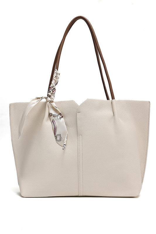 DUAL-TONE TOTE BAG-WHITE
