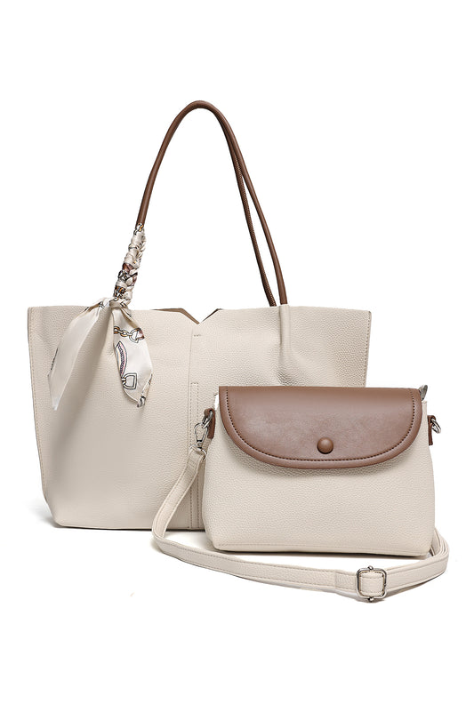 DUAL-TONE TOTE BAG-WHITE