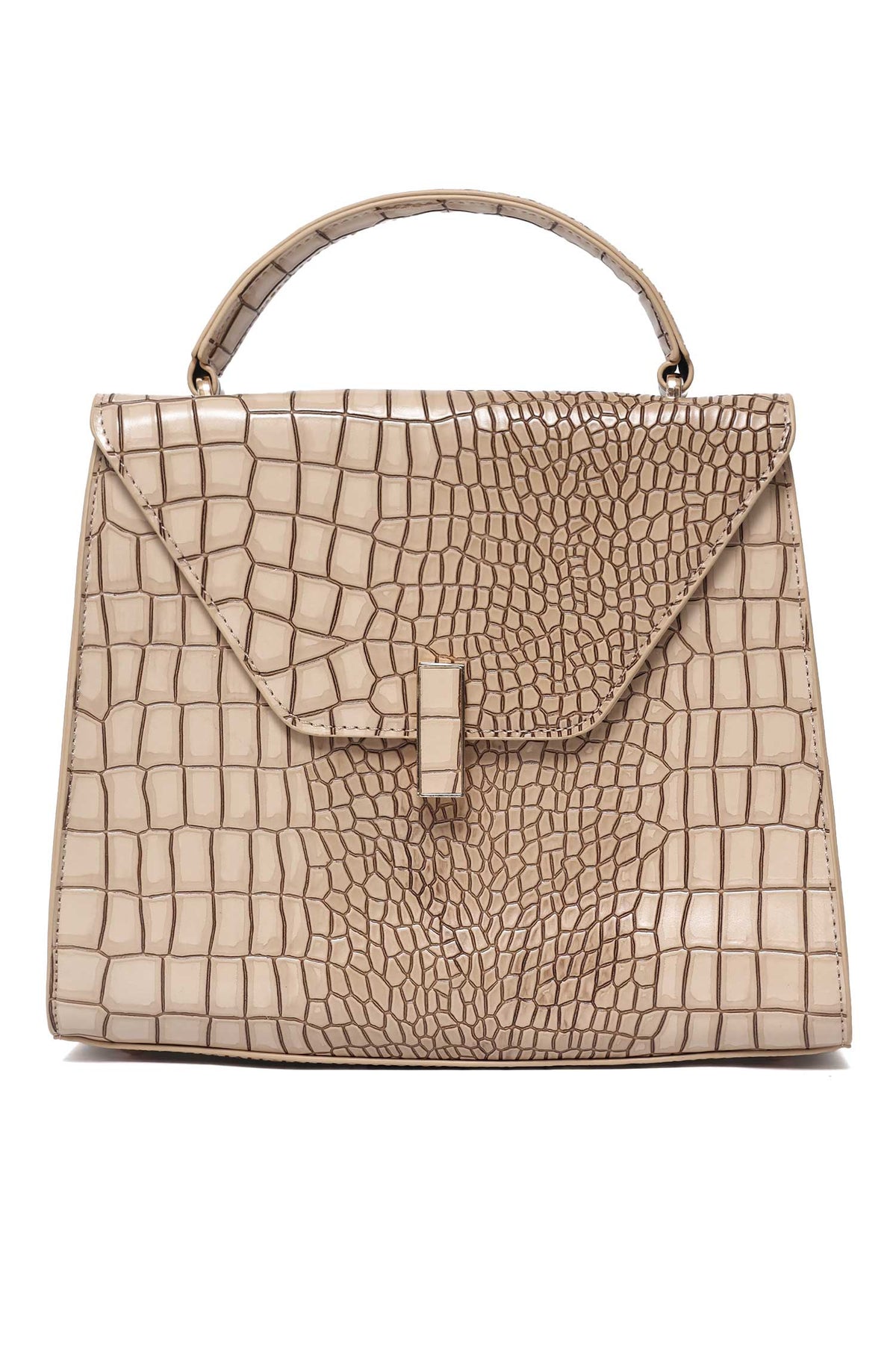 EMPIRE GRID HAND BAG-BEIGE