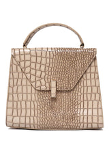 EMPIRE GRID HAND BAG-BEIGE