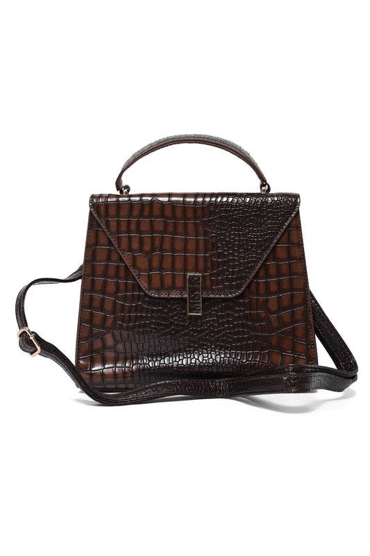 EMPIRE GRID HAND BAG-COFFEE